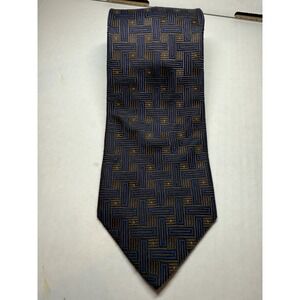 Nordstrom XMI Silk Tie Blue Silver Basket Weave Handmade USA Corp-Core‎ Business